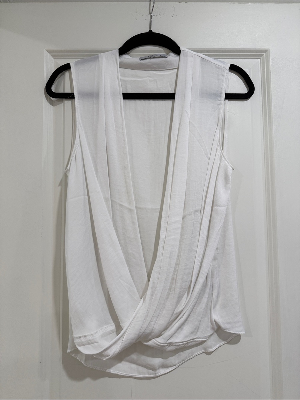 Naked Zebra White Draped V-Neck Sleeveless Camisole